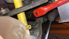 With the end links removed, the sway bar can be rotated out of the way