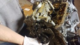 Wiggle the oil pump and gear off at the same time